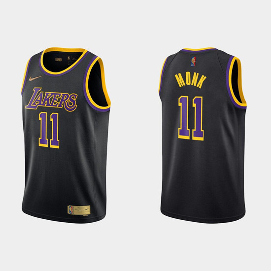 Men's Los Angeles Lakers #11 Malik Monk Black Stitched Jersey