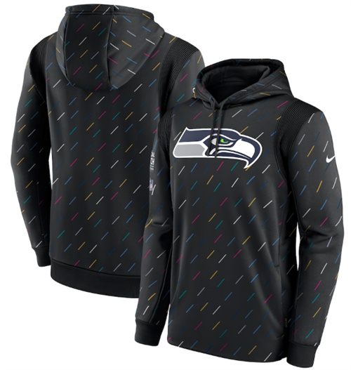 Men's Seattle Seahawks 2021 Charcoal Crucial Catch Therma Pullover Hoodie