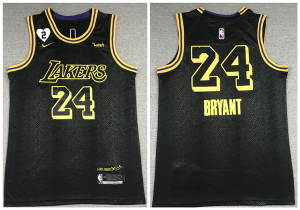 Men's Los Angeles Lakers #24 Kobe Bryant 2020 Black City Edition With GiGi Patch Stitched NBA Jersey