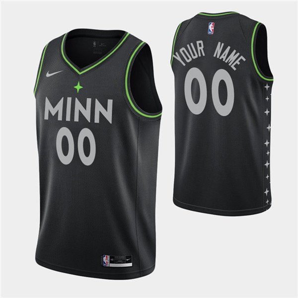 Men's Minnesota Timberwolves Active Players Custom Black City Swingman 2020-21 Stitched NBA Jersey