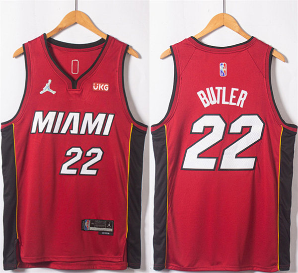 Men's Miami Heat #22 Jimmy Butler Red Statement Edition 75th Anniversary Stitched Jersey