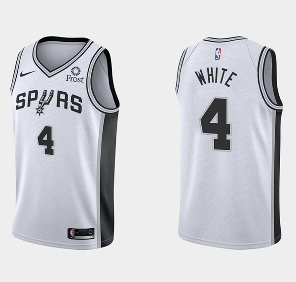Men's San Antonio Spurs White #4 Derrick White Association Edition Stitched Basketball Jersey