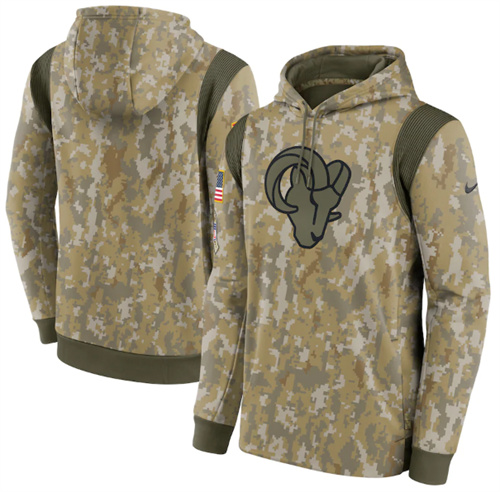 Men's Los Angeles Rams Camo 2021 Salute To Service Therma Performance Pullover Hoodie