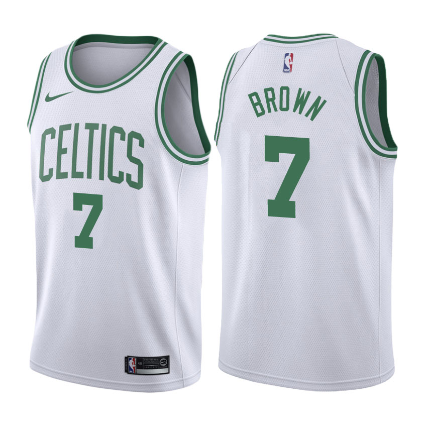 Men's Celtics #7 Jaylen Brown White Stitched NBA Jersey