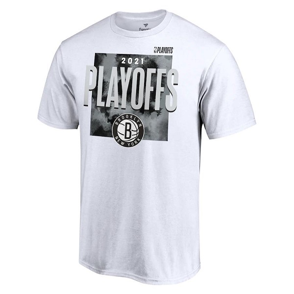 Men's Brooklyn Nets 2021 White Playoff Bound Dunk T-Shirt