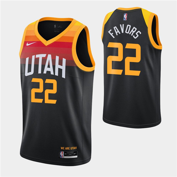 Men's Utah Jazz #22 Derrick Favors Black City Swingman 2020-21 Stitched NBA Jersey