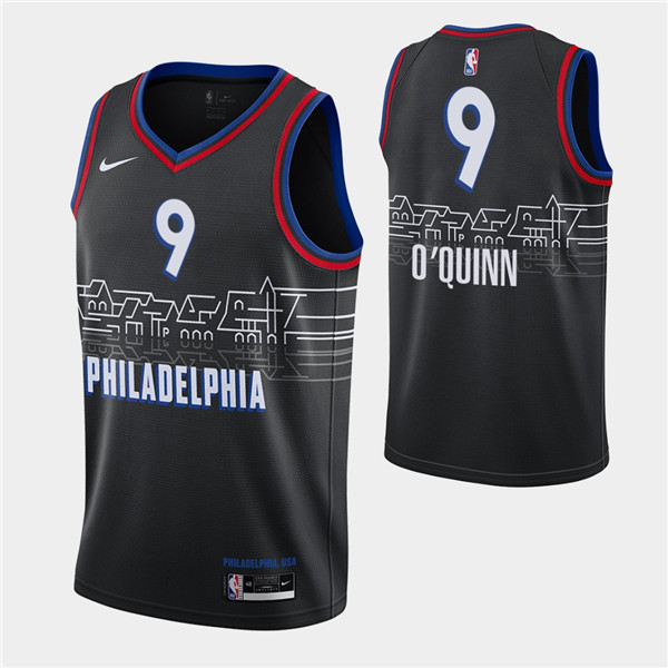 Men's Philadelphia 76ers #9 Kyle O'Quinn Black City Swingman 2020-21 Stitched NBA Jersey