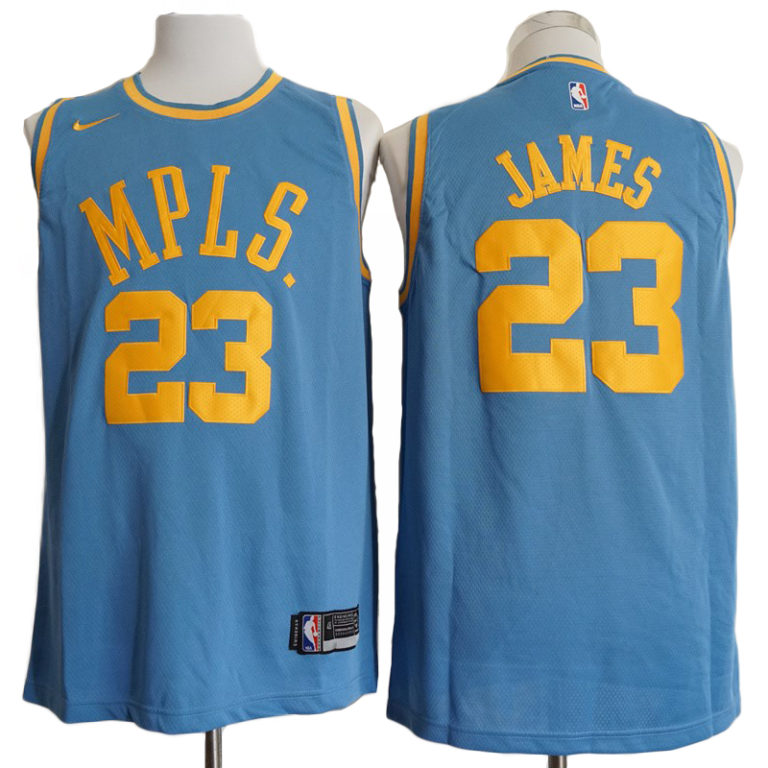 Men's Los Angeles Lakers #23 LeBron James Blue MPLS Stitched NBA Jersey