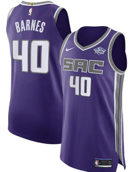 Men's Sacramento Kings Purple #40 Harrison Barnes Icon Edition Stitched NBA Jersey
