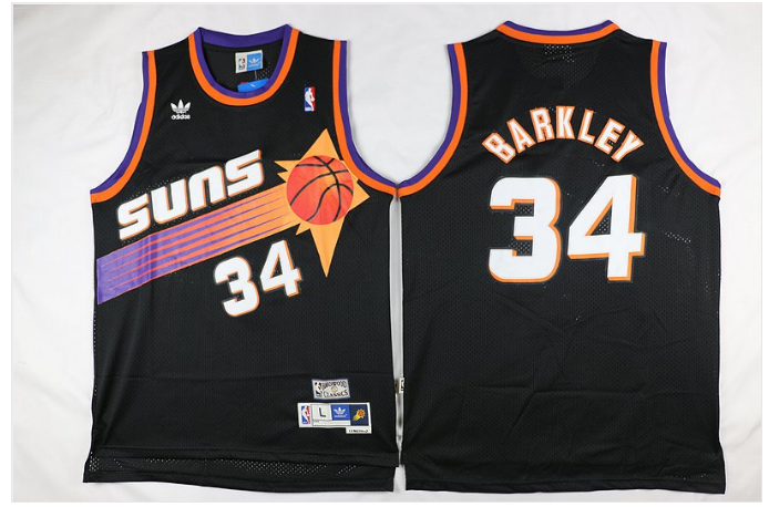 Men's Phoenix Suns #34 Charles Barkley Black ThrowbackStitched NBA Jersey