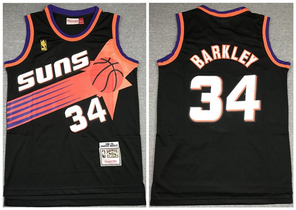 Men's Phoenix Suns #34 Charles Barkley Black 1992-93 Throwback Stitched NBA Jersey