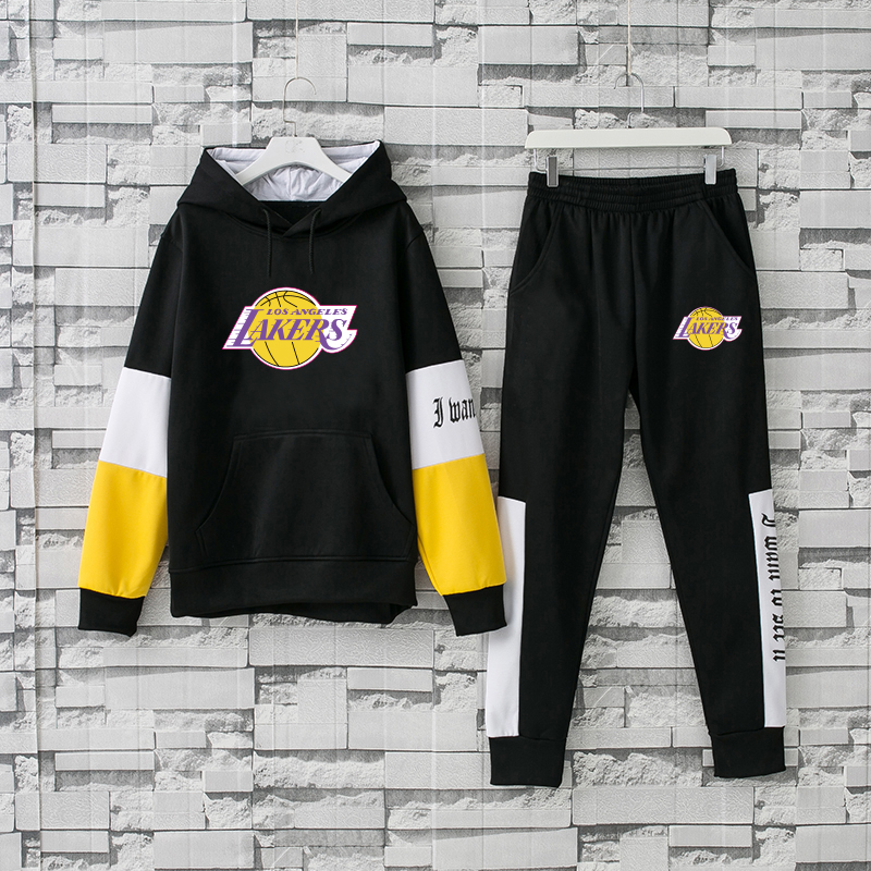 Men's Los Angeles Lakers 2019 Black Tracksuits Hoodie Suit