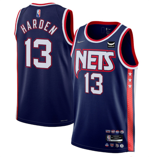 Men's Brooklyn Nets #13 James Harden 2021/22 Navy Swingman City Edition 75th Anniversary Stitched Basketball Jersey