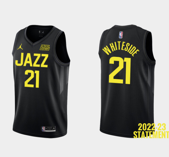 Men's Utah Jazz #21 Hassan Whiteside Black 2022/23 Association Edition Stitched Basketball Jersey
