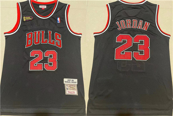 Men's Chicago Bulls #23 Michael Jordan 1997-98 Black Throwback Stitched Jersey