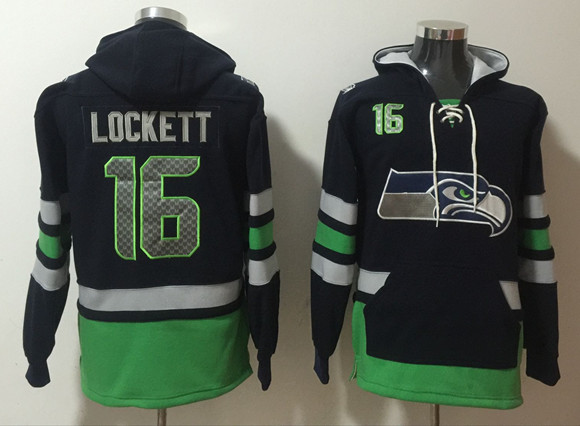 Men's Seattle Seahawks #16 Tyler Lockett Green Ageless Must-Have Lace-Up Pullover Hoodie