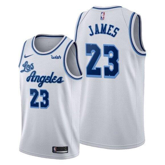 Men's Los Angeles Lakers #23 LeBron James White Classic Edition Swingman Stitched NBA Jersey