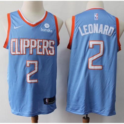 Men's Los Angeles Clippers #2 Kawhi Leonard 2019-20 Blue City Edition Stitched NBA Jersey