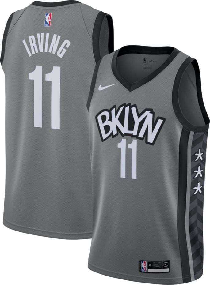 Men's Brooklyn Nets #11 Kyrie Irving Grey 2019 Stitched NBA Jersey
