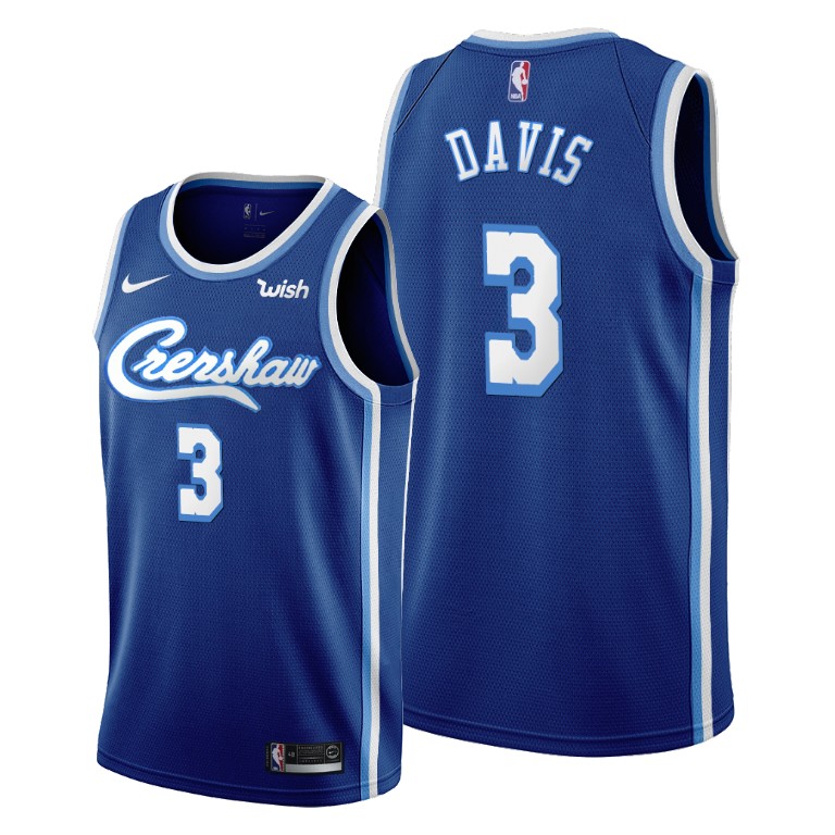 Men's Los Angeles Lakers #3 Anthony Davis Blue Stitched NBA Jersey ...