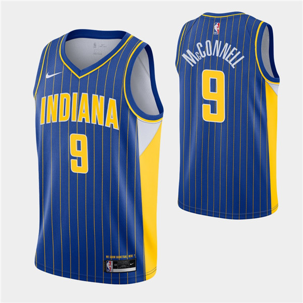 Men's Indiana Pacers #9 T.J. McConnell Royal City Swingman 2020-21 Stitched NBA Jersey