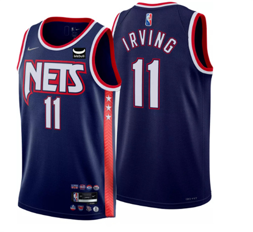Men's Brooklyn Nets #11 Kyrie Irving 2021/22 Navy Swingman City Edition 75th Anniversary Stitched Basketball Jersey