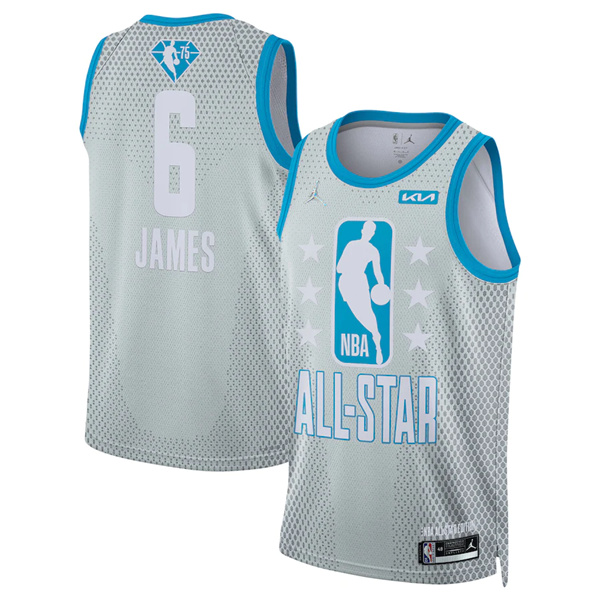 Men's 2022 All-Star #6 Lebron James Gray Stitched Basketball Jersey
