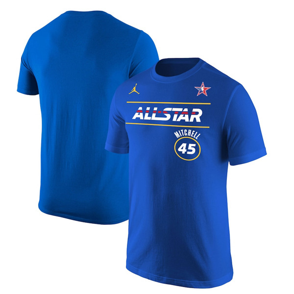 Men's 2021 All-Star #45 Donovan Mitchell Blue Royal T-Shirt
