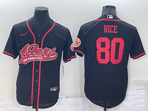 Men's San Francisco 49ers #80 Jerry Rice Black Cool Base Stitched Baseball Jersey
