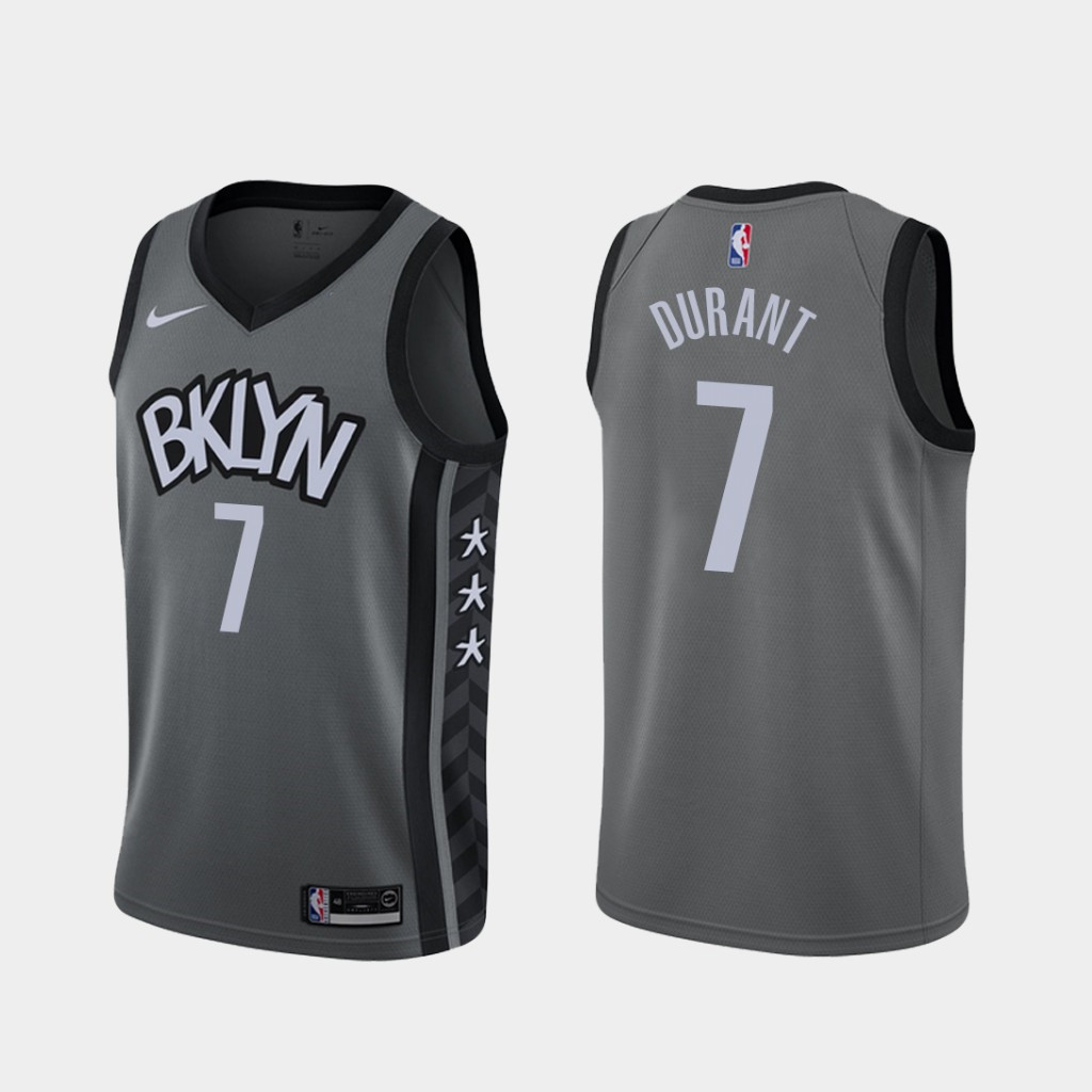 Men's Brooklyn Nets #7 Kevin Durant Grey 2019 Stitched NBA Jersey