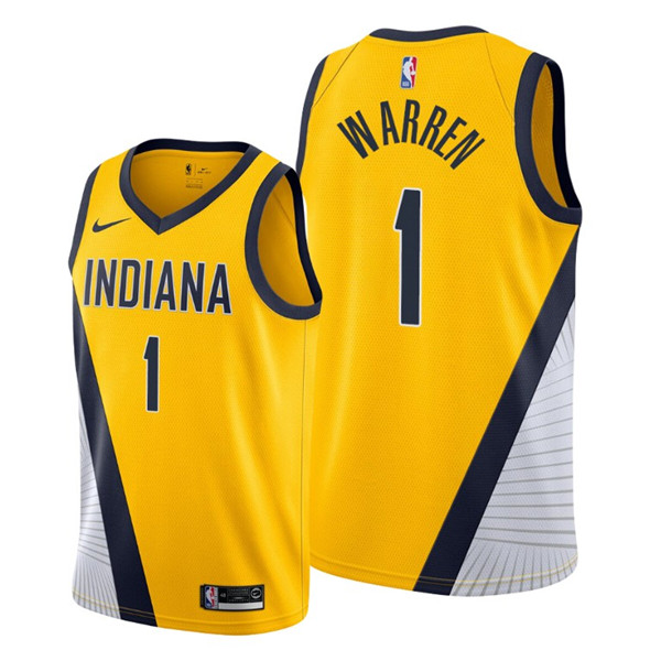 Men's Indiana Pacers Yellow 1 T.J. Warren Statement Edition Stitched