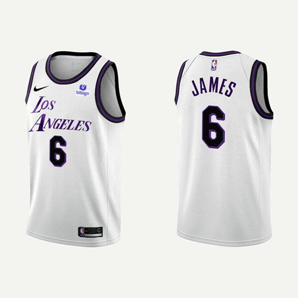 Men's Los Angeles Lakers #6 LeBron James 2022/23 White Stitched Basketball Jersey
