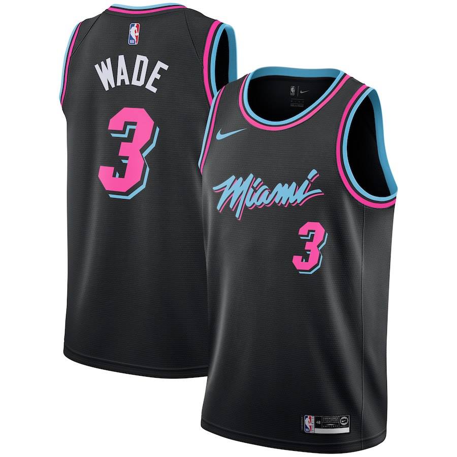 Men's Nike Heat #3 Dwyane Wade Black Swingman NBA Jersey
