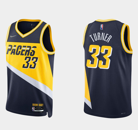 Men's Indiana Pacers #33 Myles Turner 75th Anniversary City Stitched Jersey
