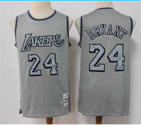 Men's Los Angeles Lakers #24 Kobe Bryant Grey Throwback Stitched Basketball Jersey