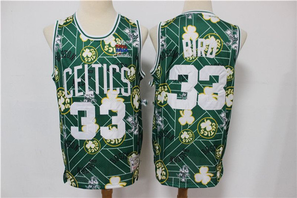 Men's Boston Celtics #33 Larry Bird Green Tear Up Pack Hardwood Classics Swingman Stitched Jersey