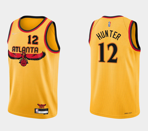 Men's Atlanta Hawks 2021/22 City Edition #12 De'andre Hunter Gold Stitched Basketball Jersey