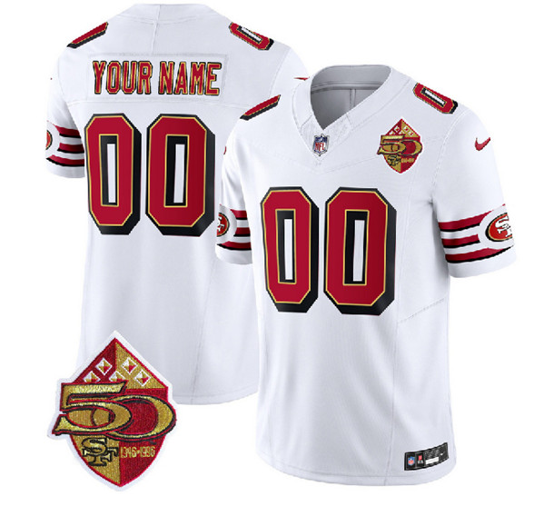 Men's San Francisco 49ers Active Player Custom White 2023 F.U.S.E. 50th Patch Vapor Untouchable Limited Football Stitched Jersey