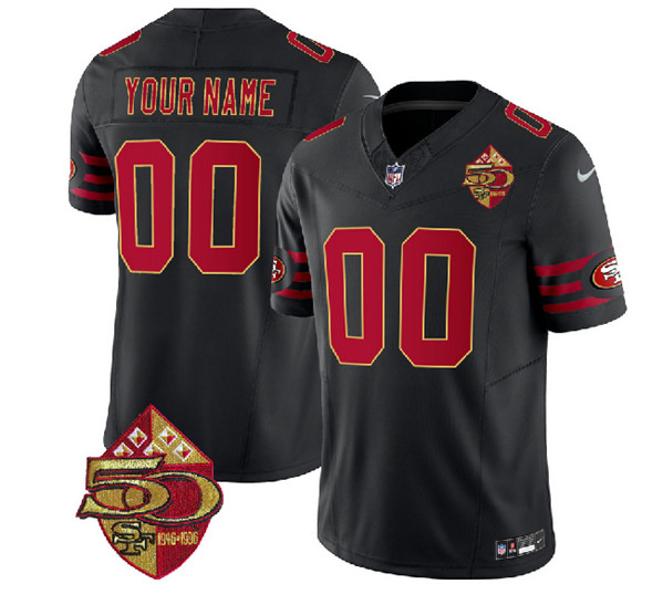 Men's San Francisco 49ers Active Player Custom Black 2023 F.U.S.E. 50th Patch Throwback Football Stitched Jersey