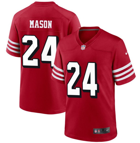 Men's San Francisco 49ers #24 Jordan Mason Red Football Stitched Game Jersey