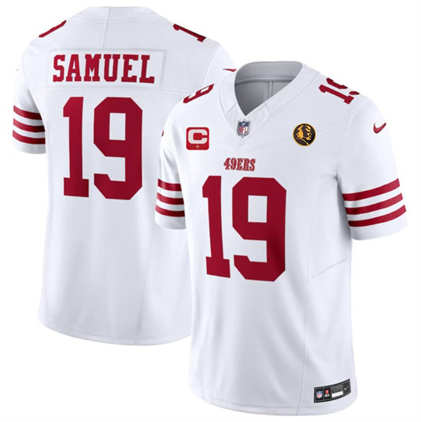 Men's San Francisco 49ers #19 Deebo Samuel White 2023 F.U.S.E. With 1-star C Patch And John Madden Patch Vapor Limited Football Stitched Jersey