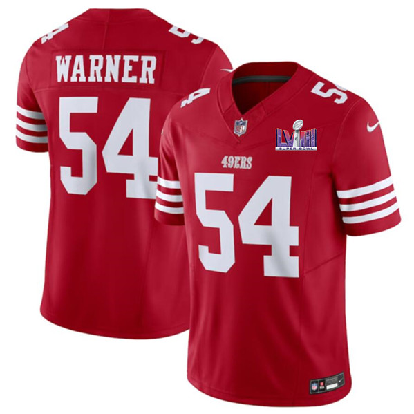Men's San Francisco 49ers #54 Fred Warner Red 2023 F.U.S.E. NFC West Champions Patch Football Stitched Jersey