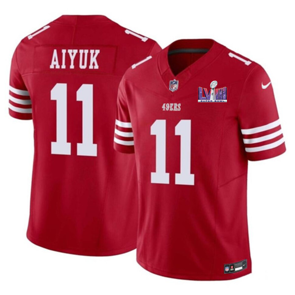 Men's San Francisco 49ers #11 Brandon Aiyuk Red 2024 F.U.S.E. Super Bowl LVIII Patch Vapor Untouchable Limited Football Stitched Jersey