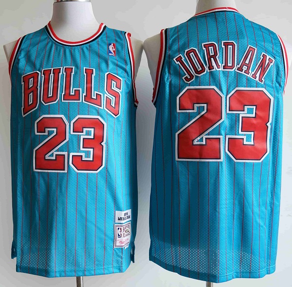 Men's Chicago Bulls #23 Michael Jordan Blue Mitchell & Ness 1995-96 Hardwood Classics Reload Swingman Throwback Stitched NBA Jersey