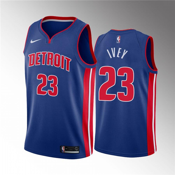 Men's Detroit Pistons #23 Jaden Ivey 2022 Draft Blue Basketball Stitched Jersey