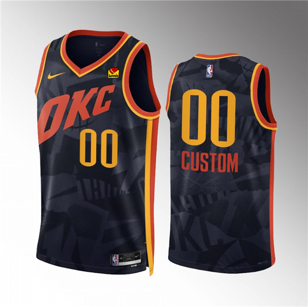 Men's Oklahoma City Thunder Active Player Custom Black 2023/24 City Edition Stitched Basketball Jersey