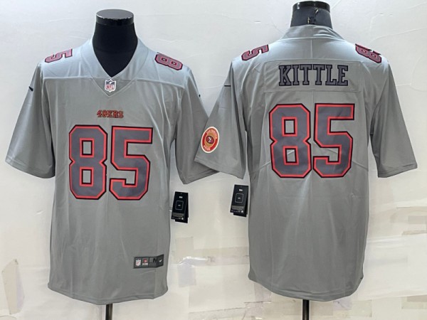 Men's San Francisco 49ers #85 George Kittle Gray With Patch Atmosphere Fashion Stitched Jersey