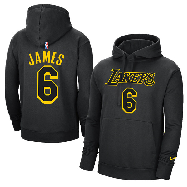 Men's Los Angeles Lakers #6 LeBron James 2021 Black Pullover Hoodie