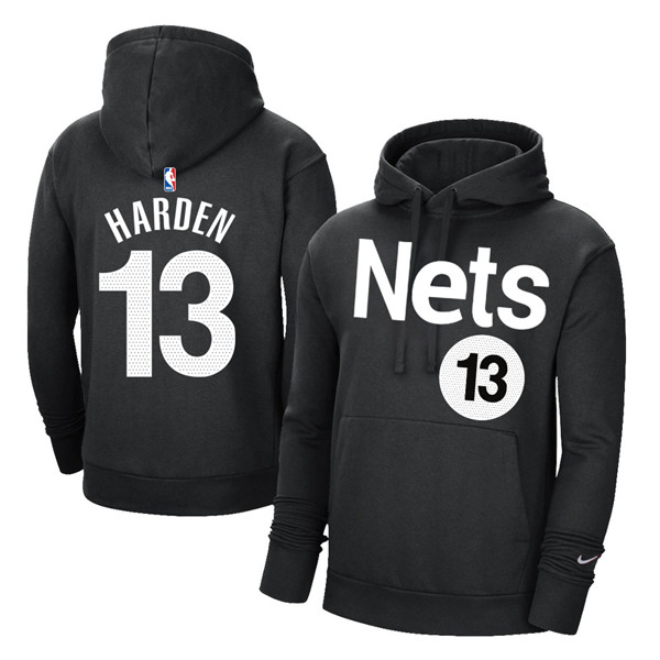 Men's Brooklyn Nets #13 James Harden 2021 Black Pullover Hoodie