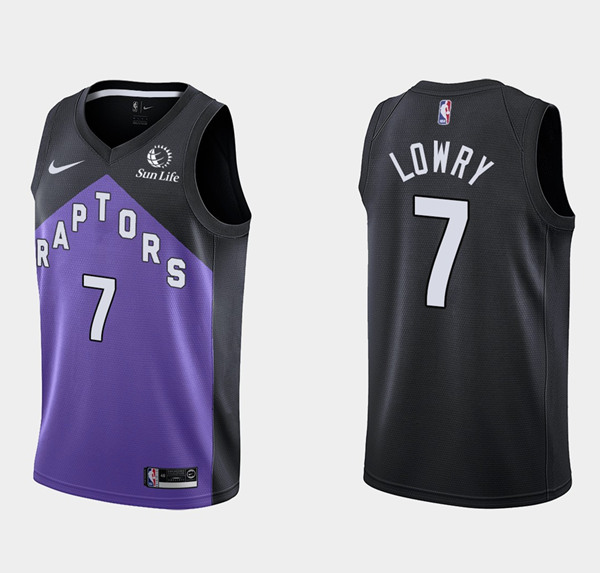 Men's Toronto Raptors #7 Kyle Lowry Purple And Black Stitched NBA Jersey